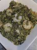Revuelto de grelos con gambas