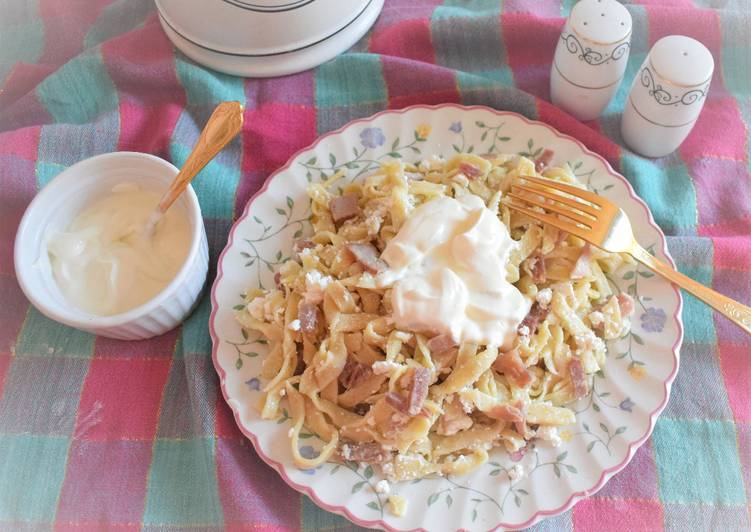 Recipe of Quick Ham and Curd cheese pasta