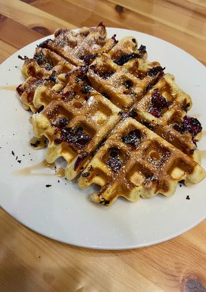 A picture of Strawberry & Blueberry Waffles.