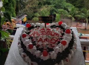 A picture of Black forest cake.