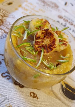 Foto de Virado de banana com raspas de limão e gengibre e doce de leite