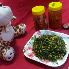 A picture of Dill greens/ shepuchi bhaji.
