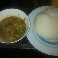 A picture of Tuwo and Kuka soup.