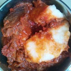 A picture of Yam and stew.