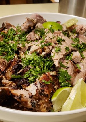 A picture of Garlic Roast Pork (Pernil).