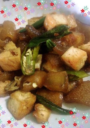 Foto resep Oseng kikil tahu pedas manis