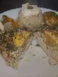Pollo relleno de huevo y queso al horno