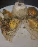 Pollo relleno de huevo y queso al horno
