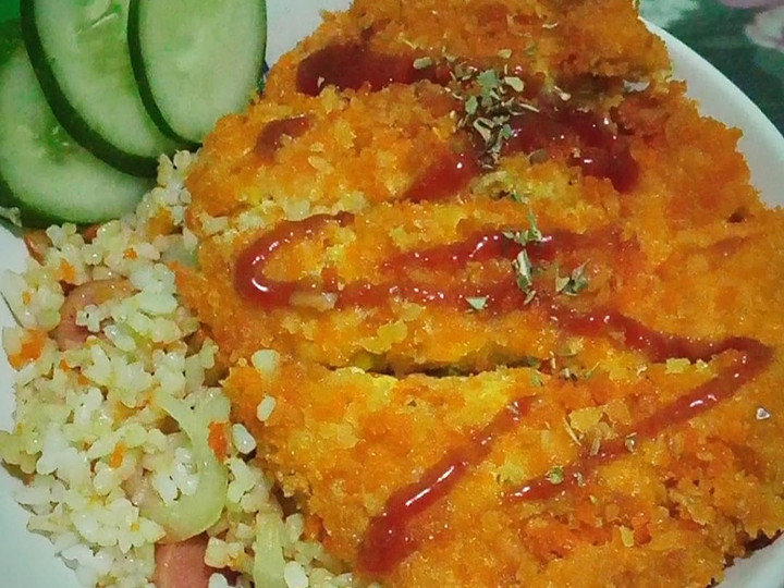 Bagaimana Membuat Rice bowl (tahu katsu plus nasgor saos tiram) Anti Gagal