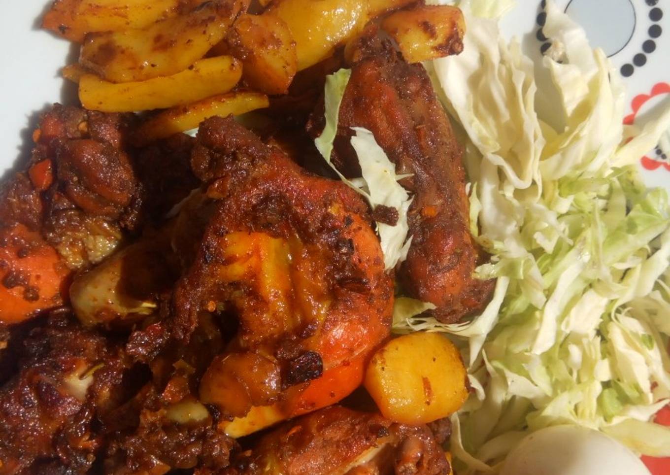 Grilled chicken with potatoes