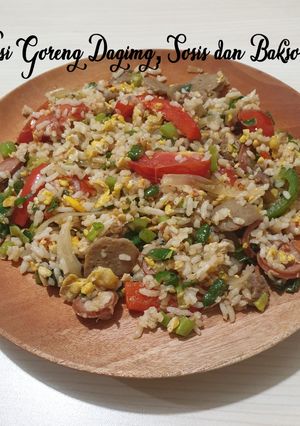 Foto resep 186. Nasi Goreng Daging, Sosis dan Bakso