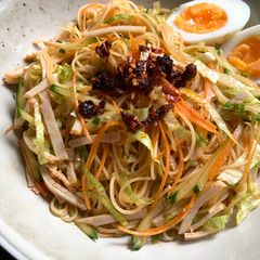 A picture of Cold Angel Hair Pasta with Fiery Gochujang Sauce.