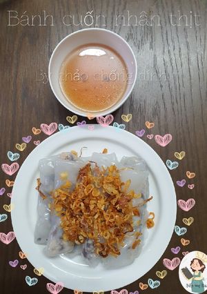 A picture of Bánh cuốn with Pork Filling Using a Nonstick Pan.