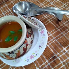 A picture of Spicy and tangy Rasam with homemade rasam masala.
