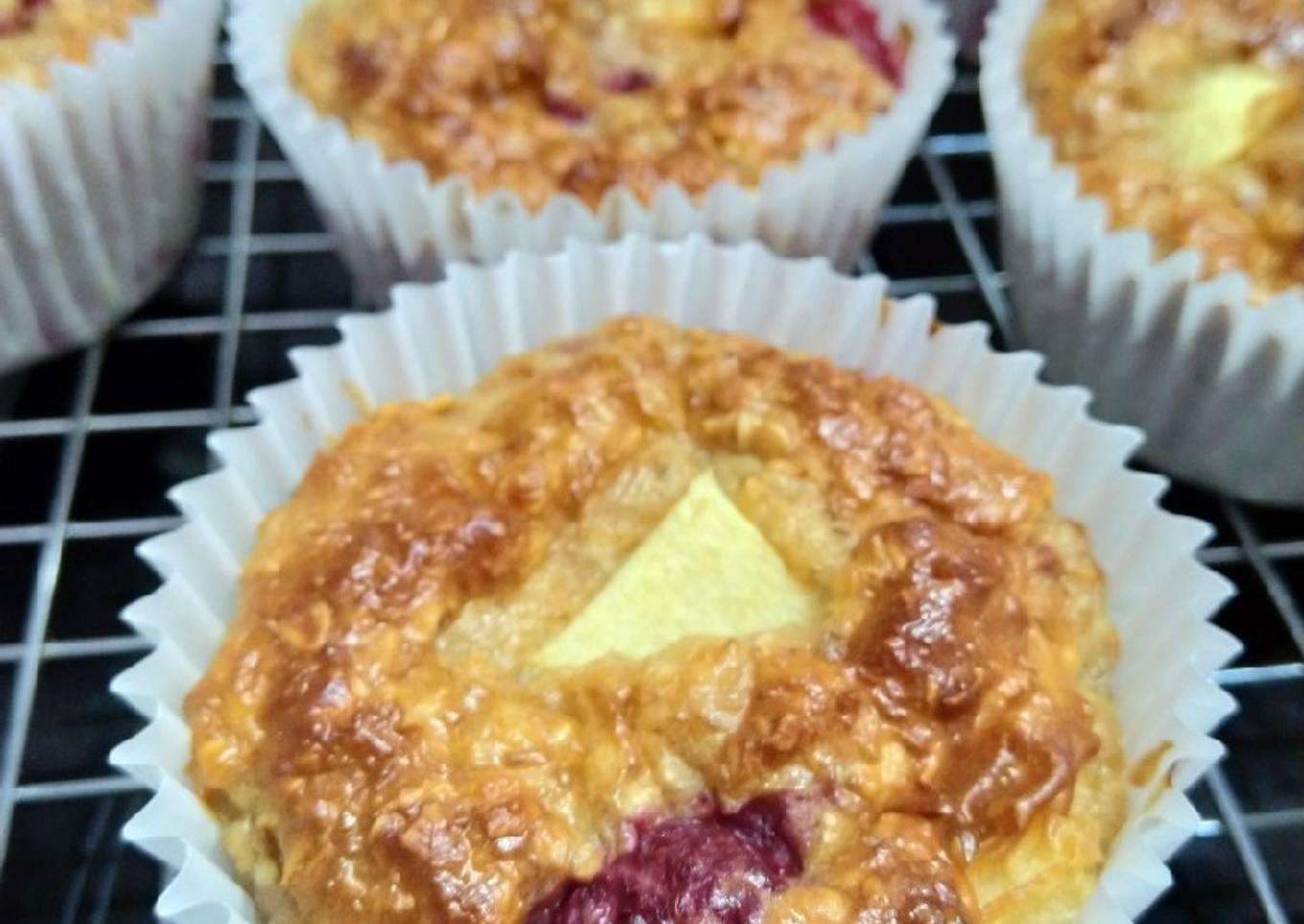 Cake flocon d'avoine skyr, framboise et pomme