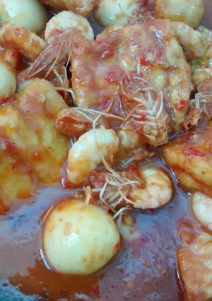 Foto resep Balado udang&telur puyuh