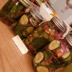 Sweet & Tangy Homemade Cucumber Pickles A picture of Sweet & Tangy Homemade Cucumber Pickles.