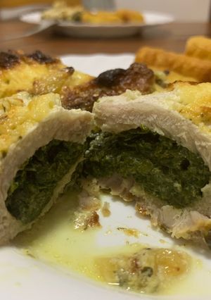 Sajtos spenóttal töltött karaj recept fotója