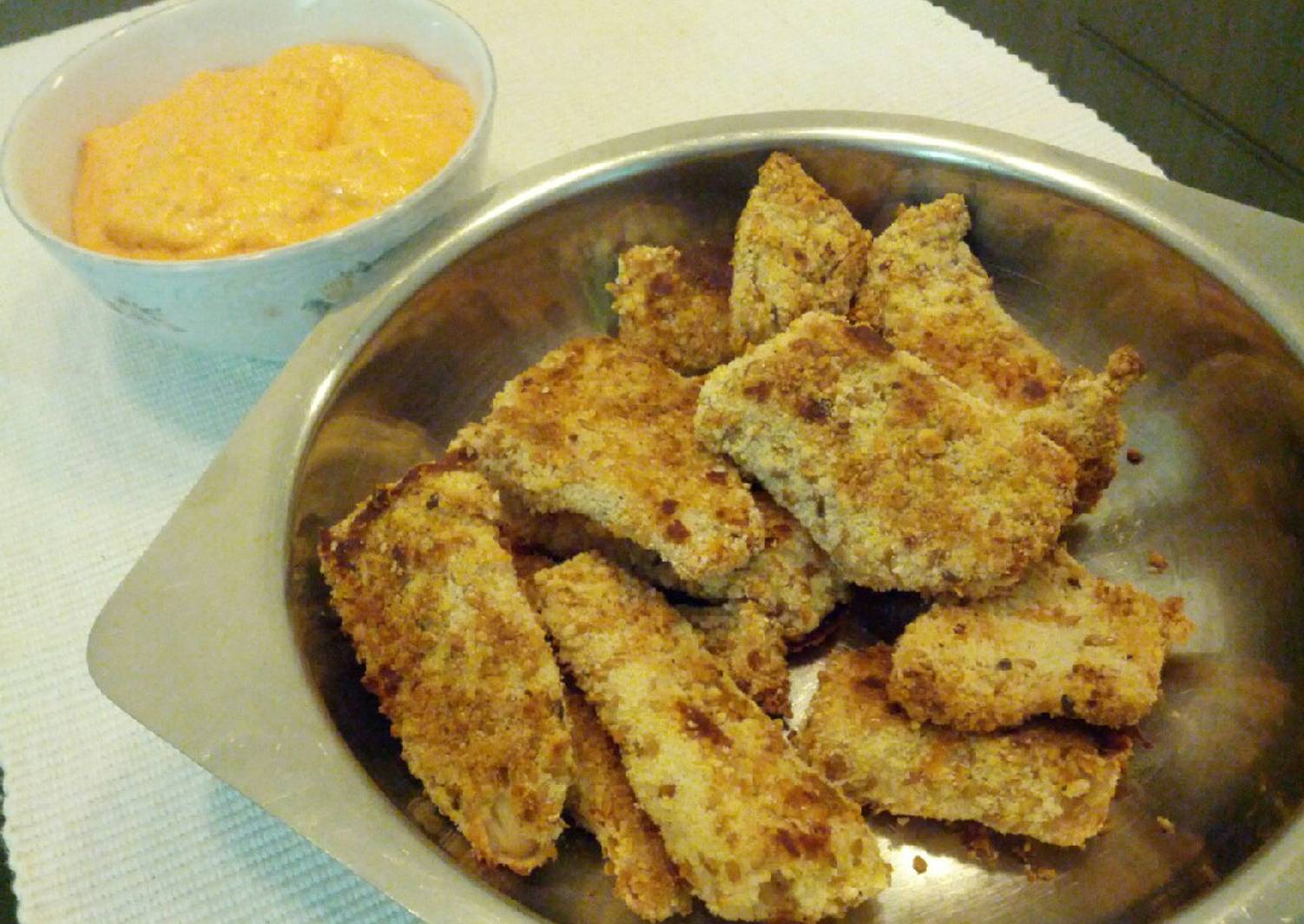 Iscas de tilápia assadas com farinha de coco Receita por Luciano Cookpad