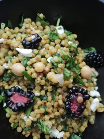 Easy Steps to Prepare Recipes Giant cous cous, chickpeas, blackberry and feta salad the Delicious Perfect.