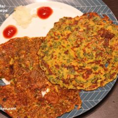 A picture of Methi Na Pudla/Fenugreek Crepe.