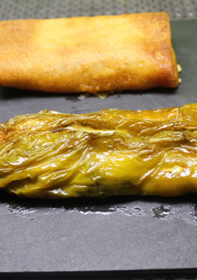 Una foto de Pimientos italianos rellenos de morcilla y chorizo