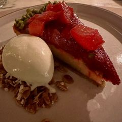 A picture of Rhubarb and Pistachio Tart.