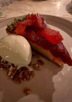 A picture of Rhubarb and Pistachio Tart.