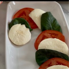 A picture of Candy Cane Caprese Salad.