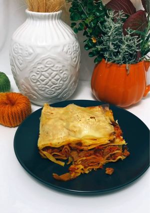 Mascarponés pulykás lasagne paradicsompürével recept fotója