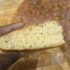A picture of Sardine and olive foccacia.
