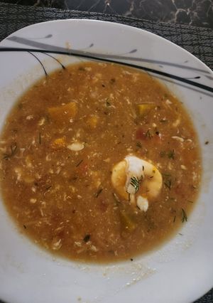 Una foto de Sopa de huevo con calabaza y papa