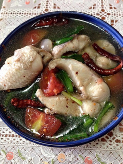 A picture of Tom Yum Snakehead Fish Soup.
