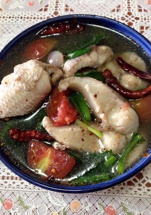 A picture of Tom Yum Snakehead Fish Soup.