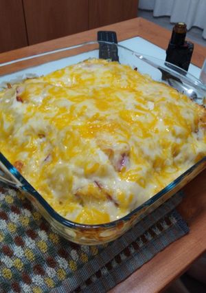 Una foto de Pastel de patata bacon y queso 🥔🧀🥓