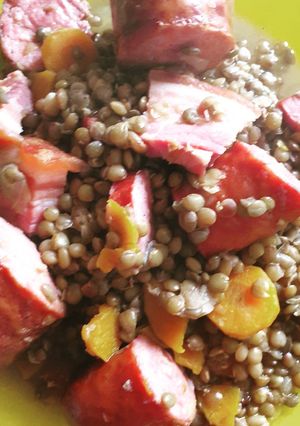 Une photo de Saucisses lentilles