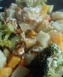 Mix de vegetales gratinados en sartén
