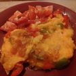 Puré de calabaza con salsa y queso