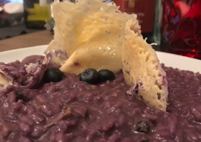 Passaggi a Fai Preferito Risotto mirtilli funghi e ventagli di grana