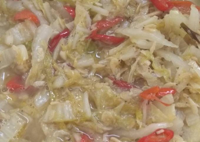 Tumis sawi putih dan udang rebon