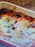 Gratin de macaronis, aubergine et tomate
