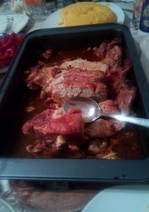 O poză a rețetei Cotlet de porc și pulpe la cuptor.
