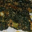 Revuelto de espinacas y verduras con gambas