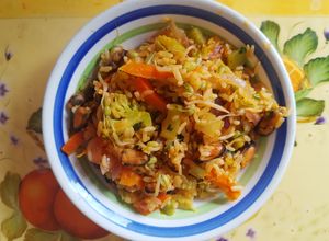 Una foto de Arroz con mejillones