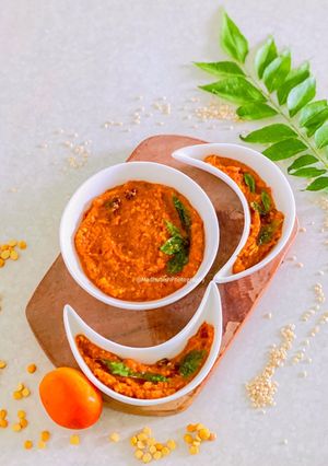 A picture of Tomato Chutney South Indian style.