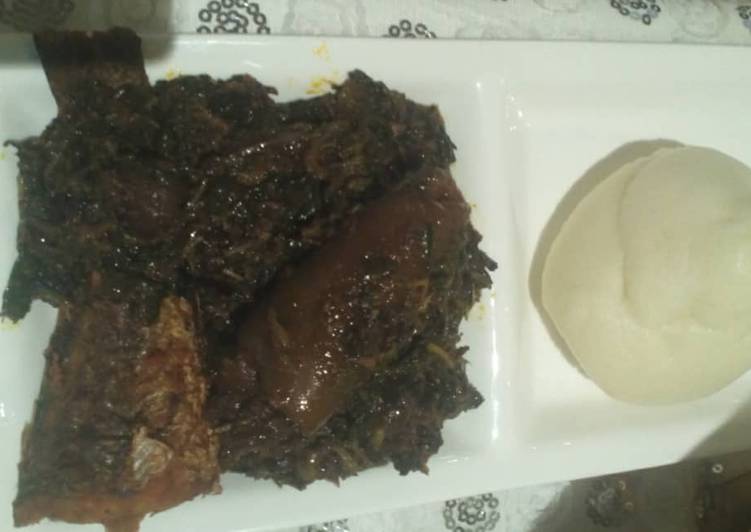 Recipe of Favorite Afang soup with pounded yam