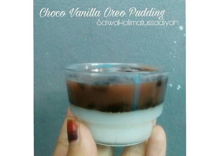 Resep Choco Vanilla Oreo Pudding yang Lezat
