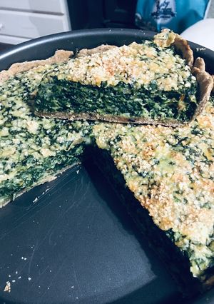 Una foto de Tarta integral, soufflé de espinacas
