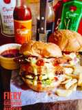 "Fiery Gigantic Burger"