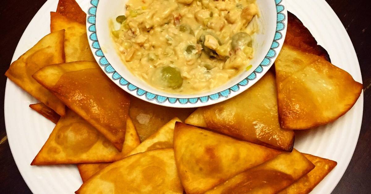 Tortillas de Harina Fritas & Dip de Pollo y Aceitunas Receta de